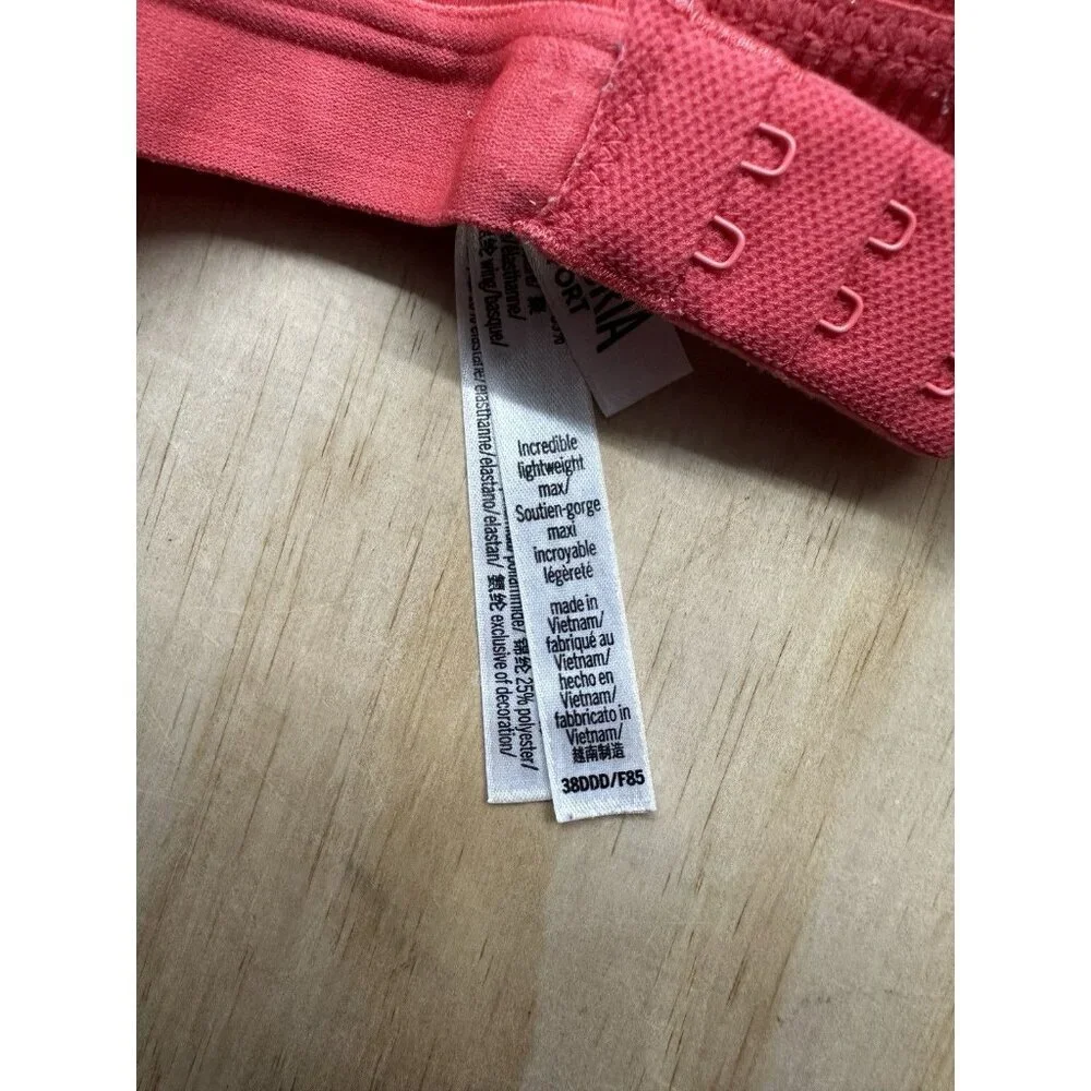Victoria Secret Sports Bra 38DDD‎ Neon Orange Padded Full Coverage Razor Back